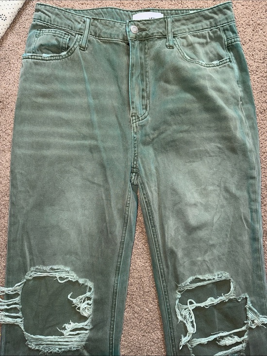 Vervet Denim - Vervet High-Rise Green Distressed Flare Jeans
